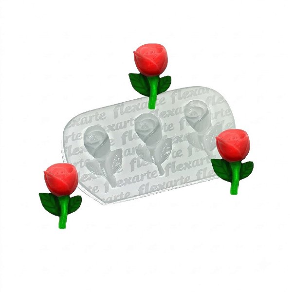 Molde de Silicone Trio de Rosinhas Madelyn 898 - Flexarte