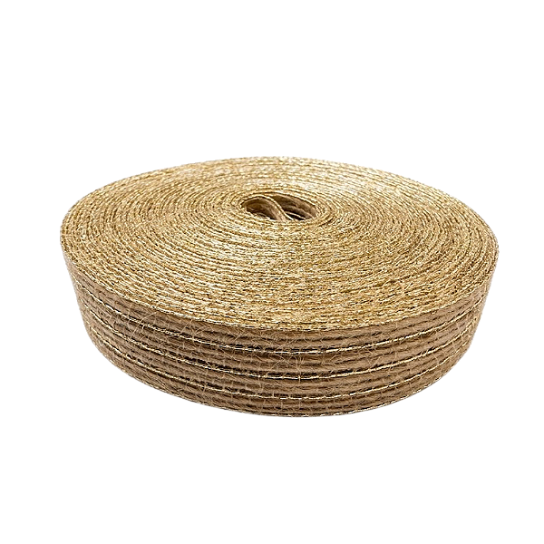 Fita de Juta Com Fio Dourado 10m - Art Lille