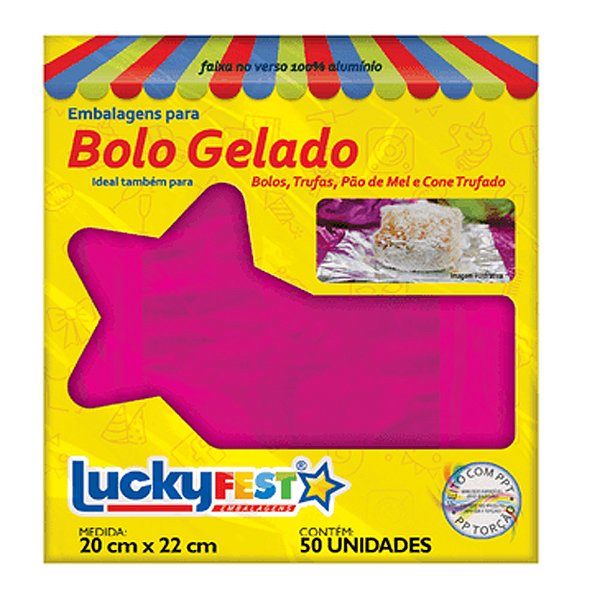 Embalagem Bolo Gelado Pink 20x22cm 50un - Lucky Fest