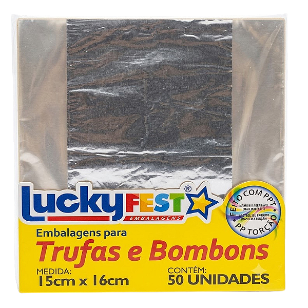 Embalagem Trufa Incolor 15x16cm 50un - Lucky Fest