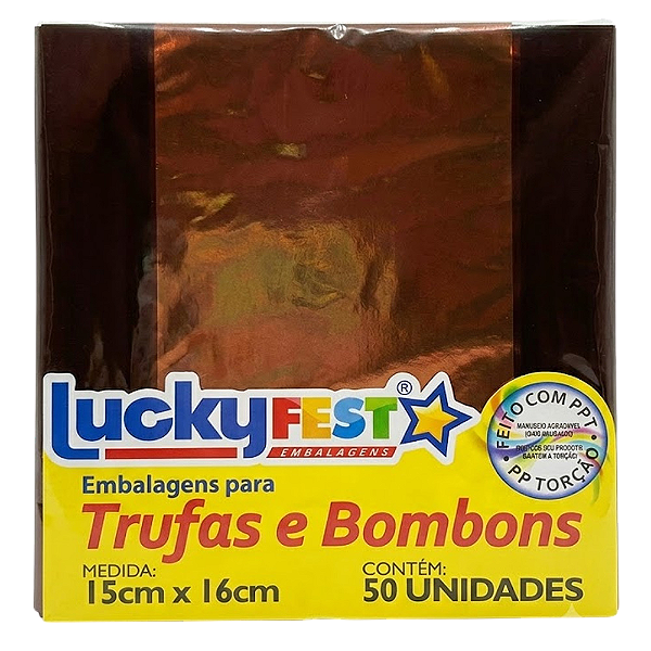 Embalagem Trufa Castanho 15x16cm 50un - Lucky Fest