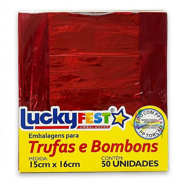 Embalagem Trufa Vermelho 15x16cm 50un - Lucky Fest