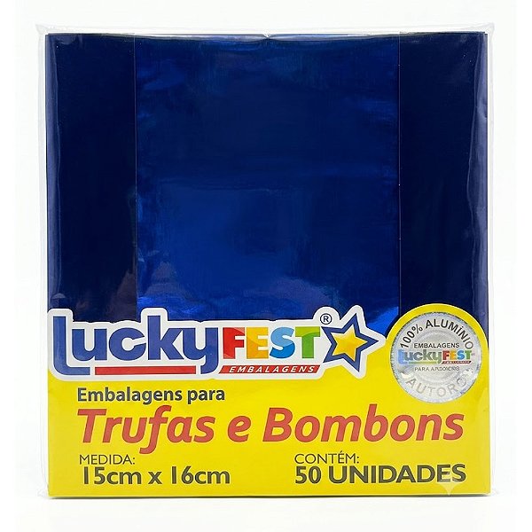 Embalagem Trufa Azul Escuro 15x16cm 50un - Lucky Fest