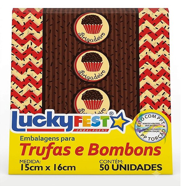 Embalagem Trufa Brigadeiro 15x16cm 50un - Lucky Fest
