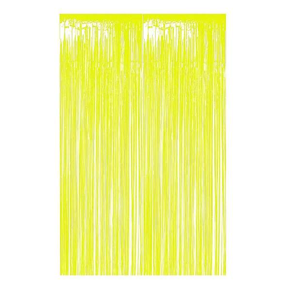 Cortina Metalizada Amarelo Neon 1x2m - Partiu Festa