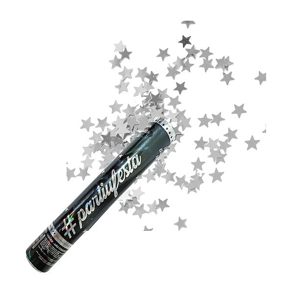 Lança Confete Estrela Prata 30cm - Partiu Festa