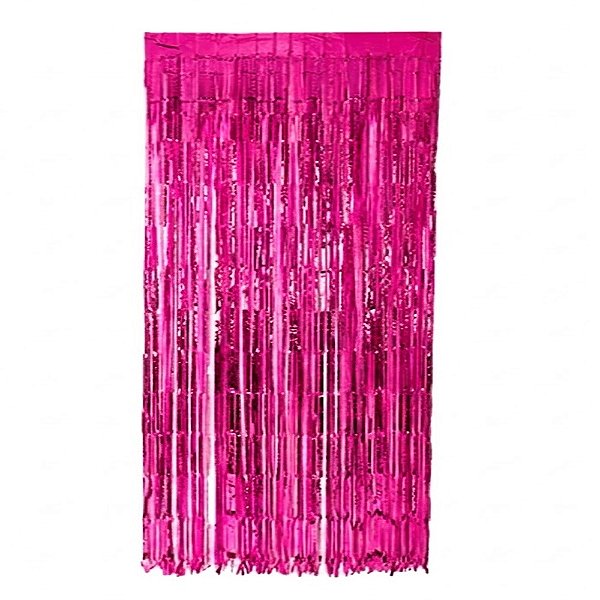 Cortina Metalizada Holográfica Pink 1x2m - Partiu Festa