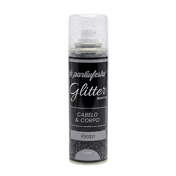 Spray Com Glitter Prata 120ml - Partiu Festa