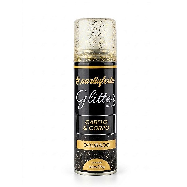 Spray Com Glitter Dourado 120ml - Partiu Festa