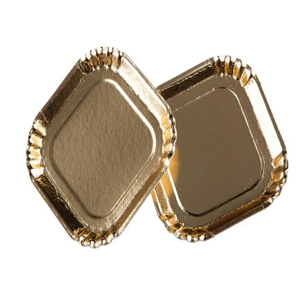 Bandeja Laminada Quadrada Ouro 10cm 15un - Stalden