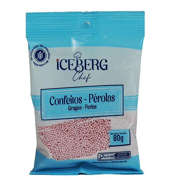 Confeito Perolado Rosa 80g - Iceberg