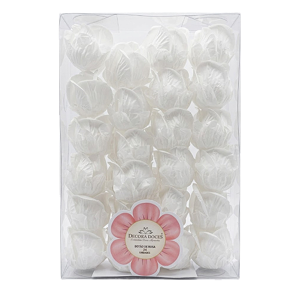 Forminha Botão de Rosa Branco/Branco 24un - Decora Doces