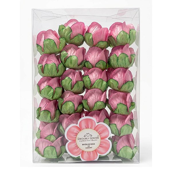 Forminha Botão de Rosa Rosa Seco 24un - Decora Doce