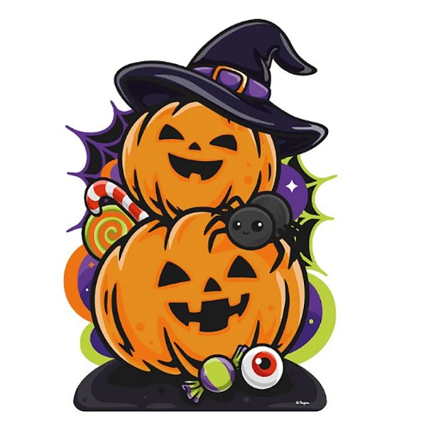 Decoração de Chão Rígida Abóbora Halloween Infantil - Regina