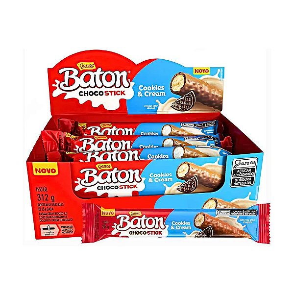 Biscoito Choco Stick Cookies & Cream 12un - Garoto