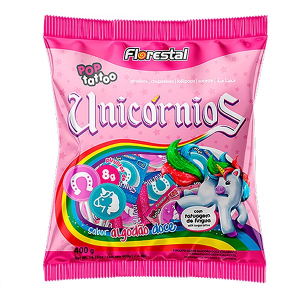 Pirulito Tatoo Unicórnio 400g - Florestal