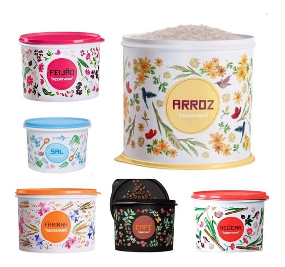 Tupperware Kit Armazenagem Floral 6 peças