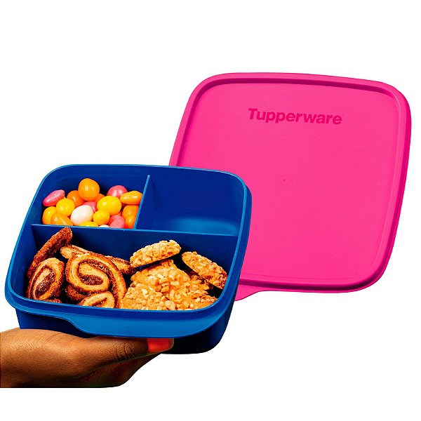 Tupperware Basic Line C/Divisórias Azul Beijo Neon - 550ml