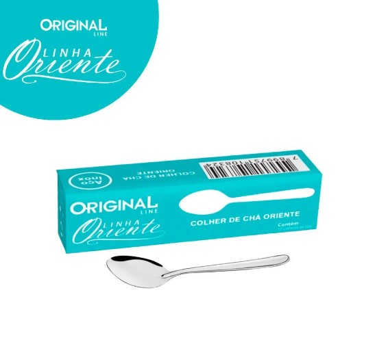 Kit 12 Colheres de Chá em Aço Inox Linha Oriente
