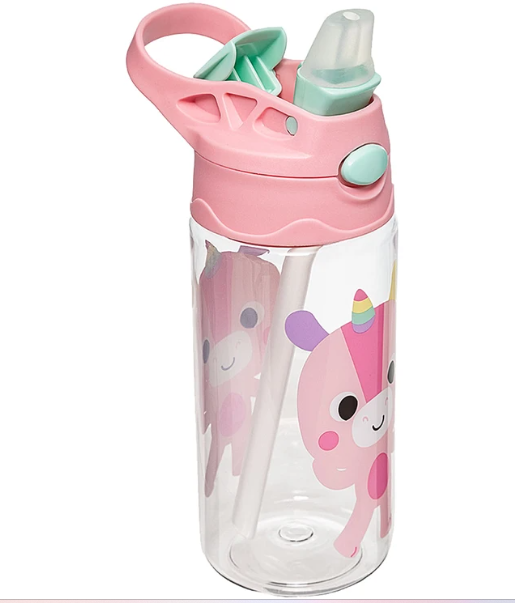 Garrafinha Tritan com Canudo BubaZoo Unicórnio 450ml (18m+) - Buba
