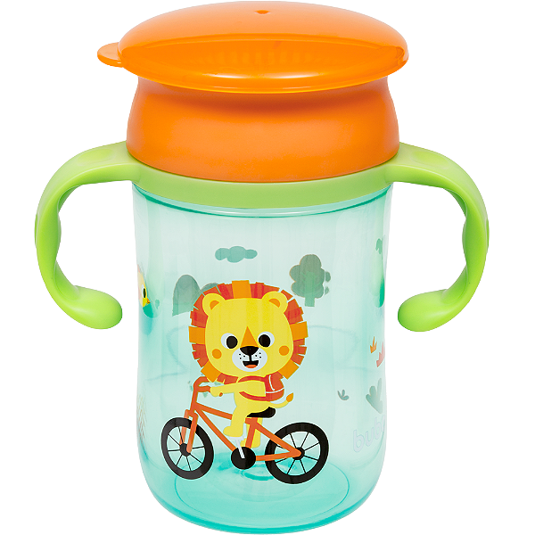 Copo 360° com Alça BubaZoo Leãozinho 300ml (12m+) - Buba Baby
