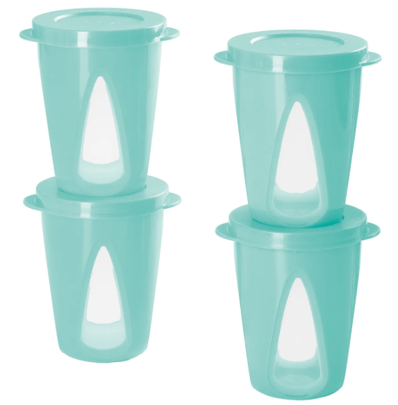 Copo Tupperware com tampa 330ml Verde Mint 4 peças