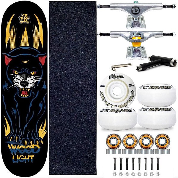 Skate Profissional Completo Shape Wood Light 8.0 Panther Truck City Line