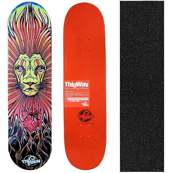 Shape de Skate Profissional This Way Sun Lion 8.0 + Lixa de Brinde