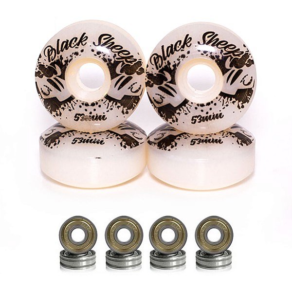 Rodas Para Skate Black Sheep 53mm Branca + Rolamentos ABEC-5
