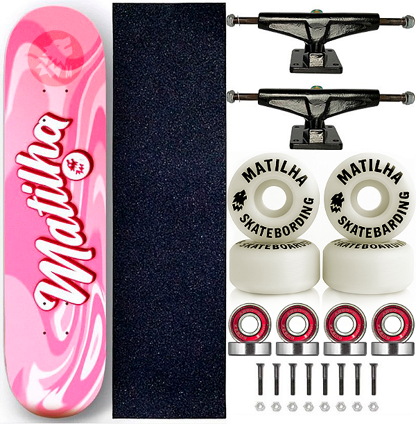 Skate Completo Matilha Marfim Fiber Glass 8.0 Pink
