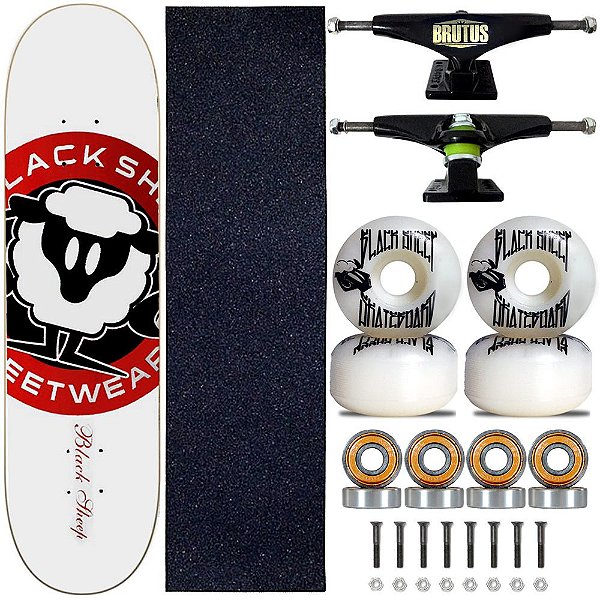 Skate Montado Black Sheep Profissional Logo Branco