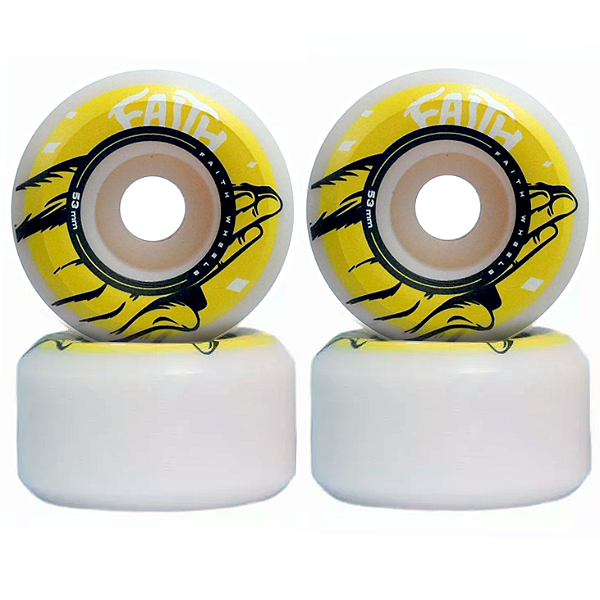 Rodas Faith Skateboards Yellow Hands 53mm Dureza 100A Mande in USA