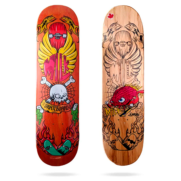 Shape Maple Milk Skateboards 9.0 Old Scholl Skull Fire