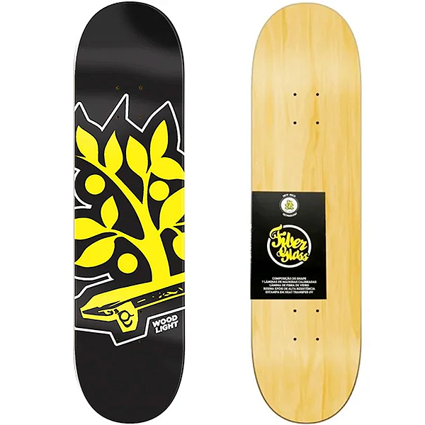 Shape Wood Light Skate 8.00 Marfim Fiber Glass Black Tag Yellow