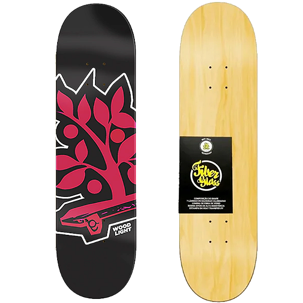 Shape Wood Light Skate 8.00 Marfim Fiber Glass Black logo Vermelho