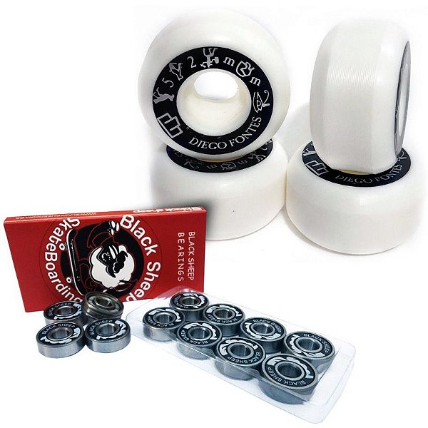 Kit com Roda Moska Diego Fontes 52mm + Rolamento Black Sheep