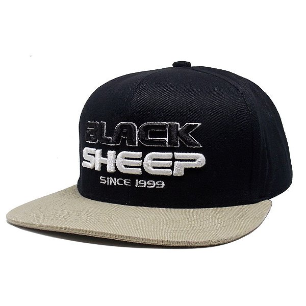 Boné Black Sheep Aba Reta Preto e Bege - Virtual Skate Shop | A Skate Shop  perfeita pra você