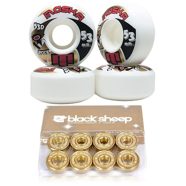 Roda Moska 53mm Rock + Rolamento Black Sheep Gold