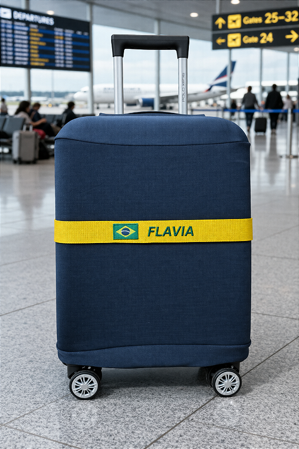 Cinta Para Mala Personalizada/bordada Bandeira Brasil + Nome ou sigla