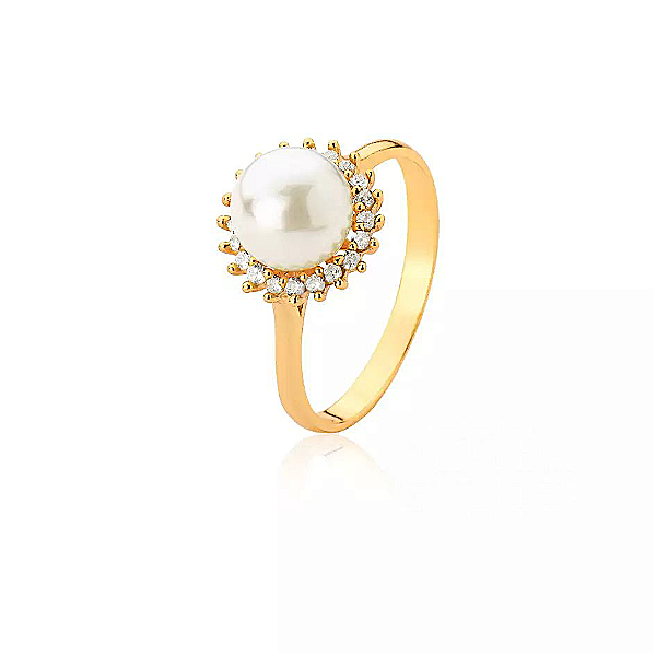 Anel de ouro 18k com pérola
