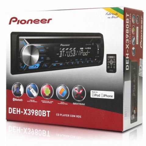 CD Player Automotivo Pioneer DEH-X3980BT Mixtrax - USB, Aux e Bluetooth
