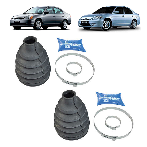 Kit 2 Coifas Dianteiras Homocinética Lado Roda Honda Civic 1.7 01/06 - Kit & Cia