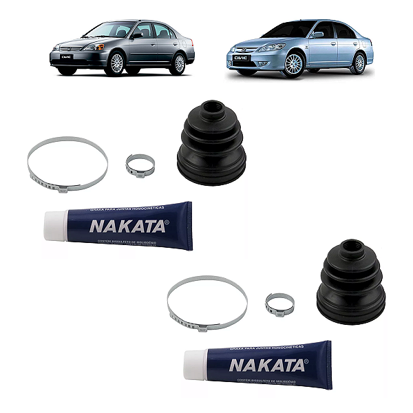 Kit 2 Coifas Dianteiras Da Trizeta/Tulipa Lado Câmbio Honda Civic 1.7 2001/2006 - Nakata