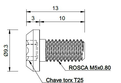 Parafusos em titânio para Fixar Disco Aperto TORX T25 - Kit com 12 unidades