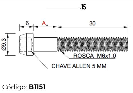 Parafuso de Titânio P/ Canote M6 x 51mm