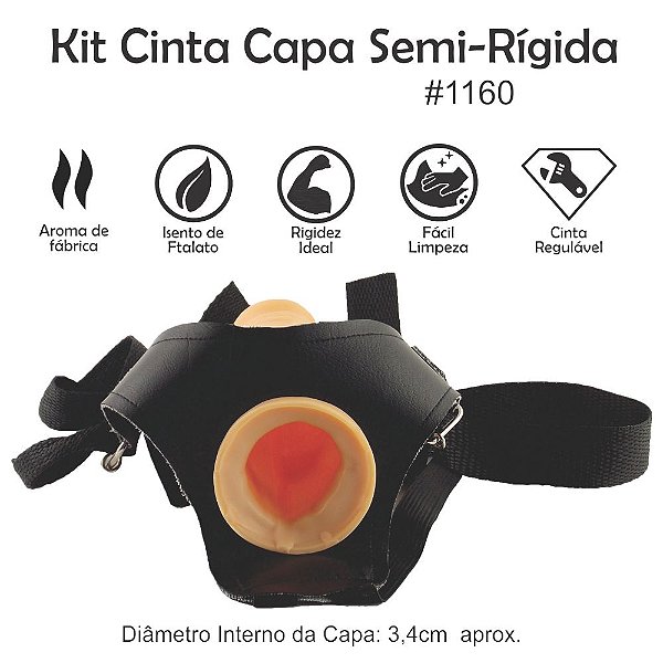 Kit Cinta Regulável Resistente em Couro c/ Capa Semi Rígida 16 x 3,8cm