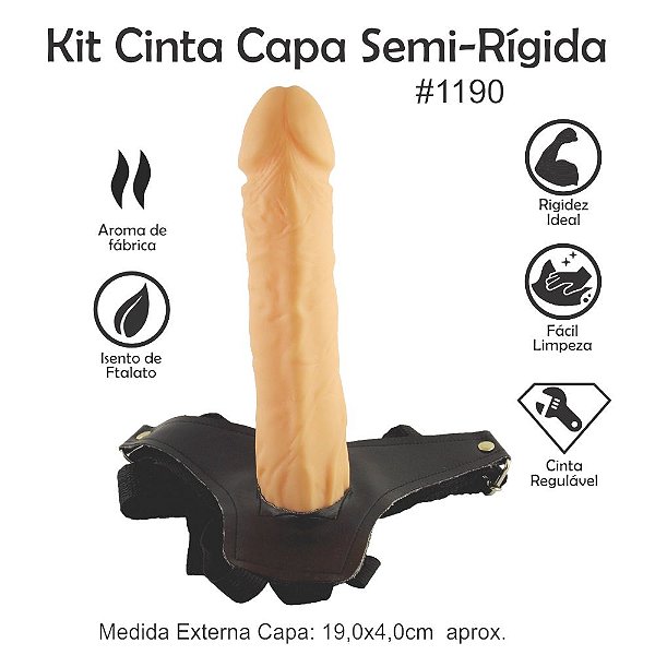 Impotência Masculina? Kit Cinta Regulável Resistente Couro c/ Capa Semi Rígida Pênis Oco 19 cm | Rio Preto