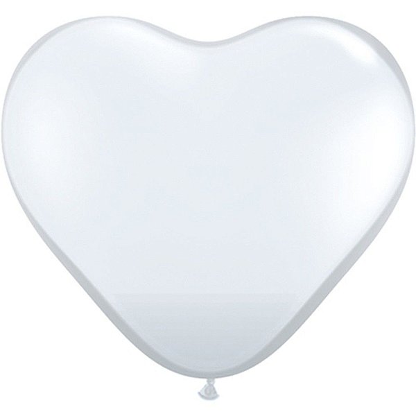 Balão Coração - Branco - Decoração Romântica - 06 Un