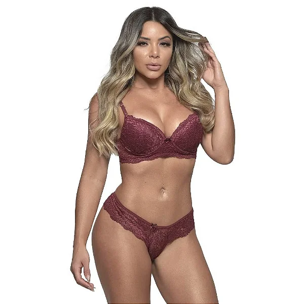 Conjunto 1/2 Taça Bojo Todo Rendado com Drapeado Tamanho M Sensuale | Rio Preto