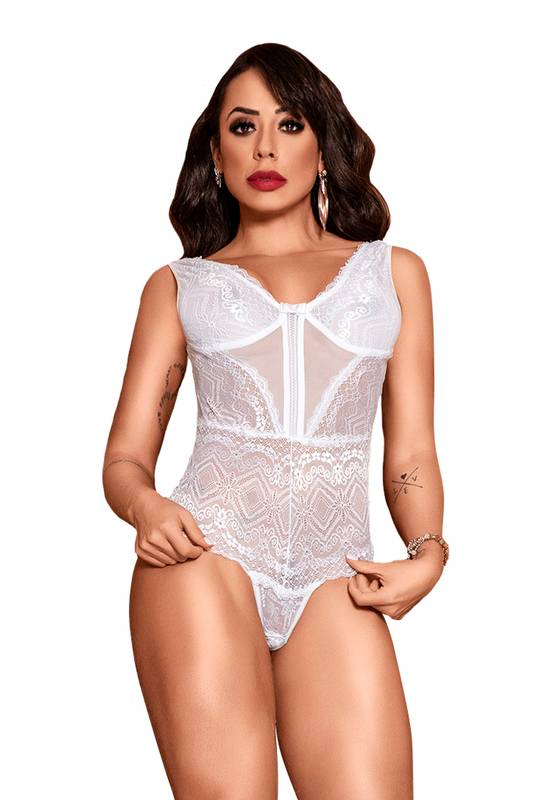 Body Cyntia Renda e Tule Branco – Luxo e Sensualidade – Rio Preto/Ribeirão Preto